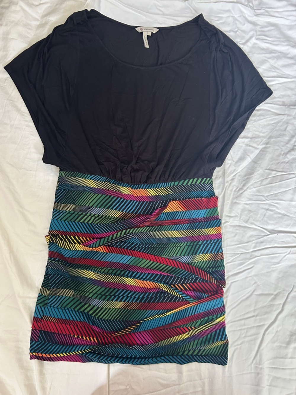 BCBGeneration Black and White Scoop-Neck Dress